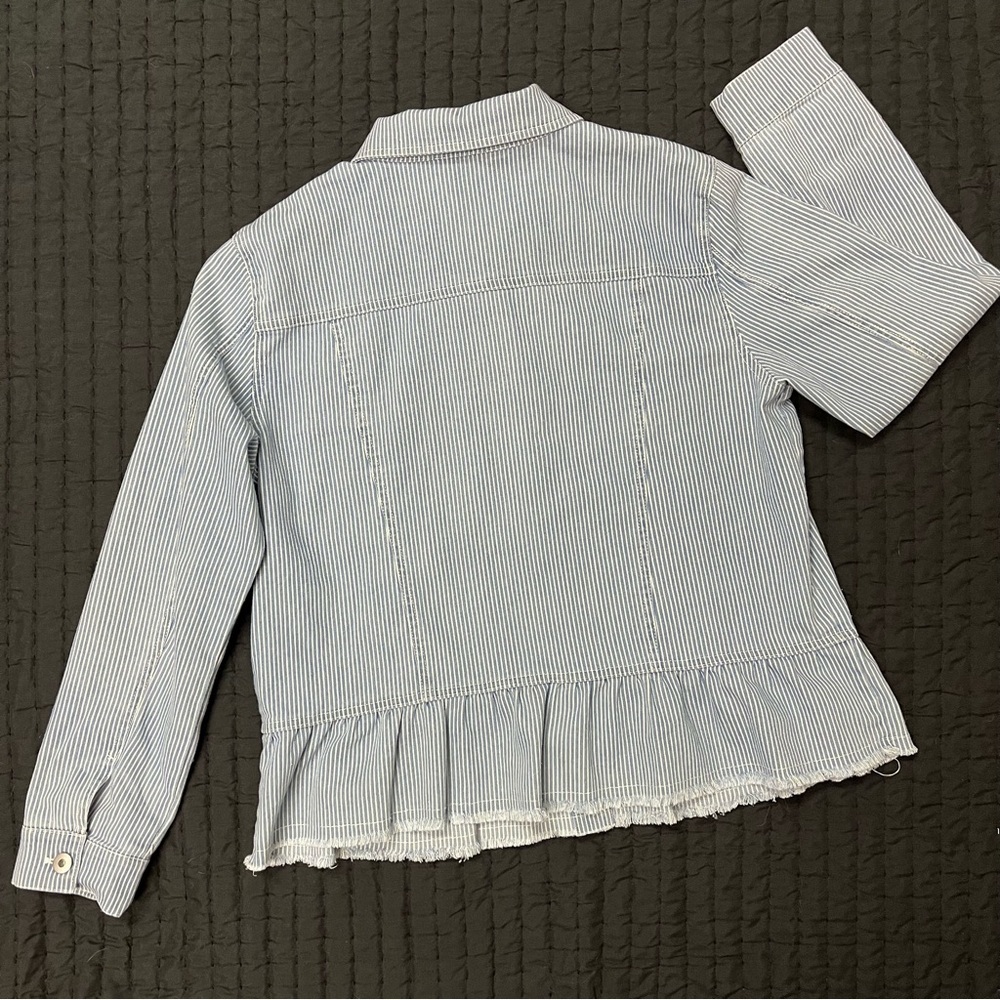 Multiples Blue &White Striped Button Front Peplum Jacket - Sz M - Picture 4 of 8